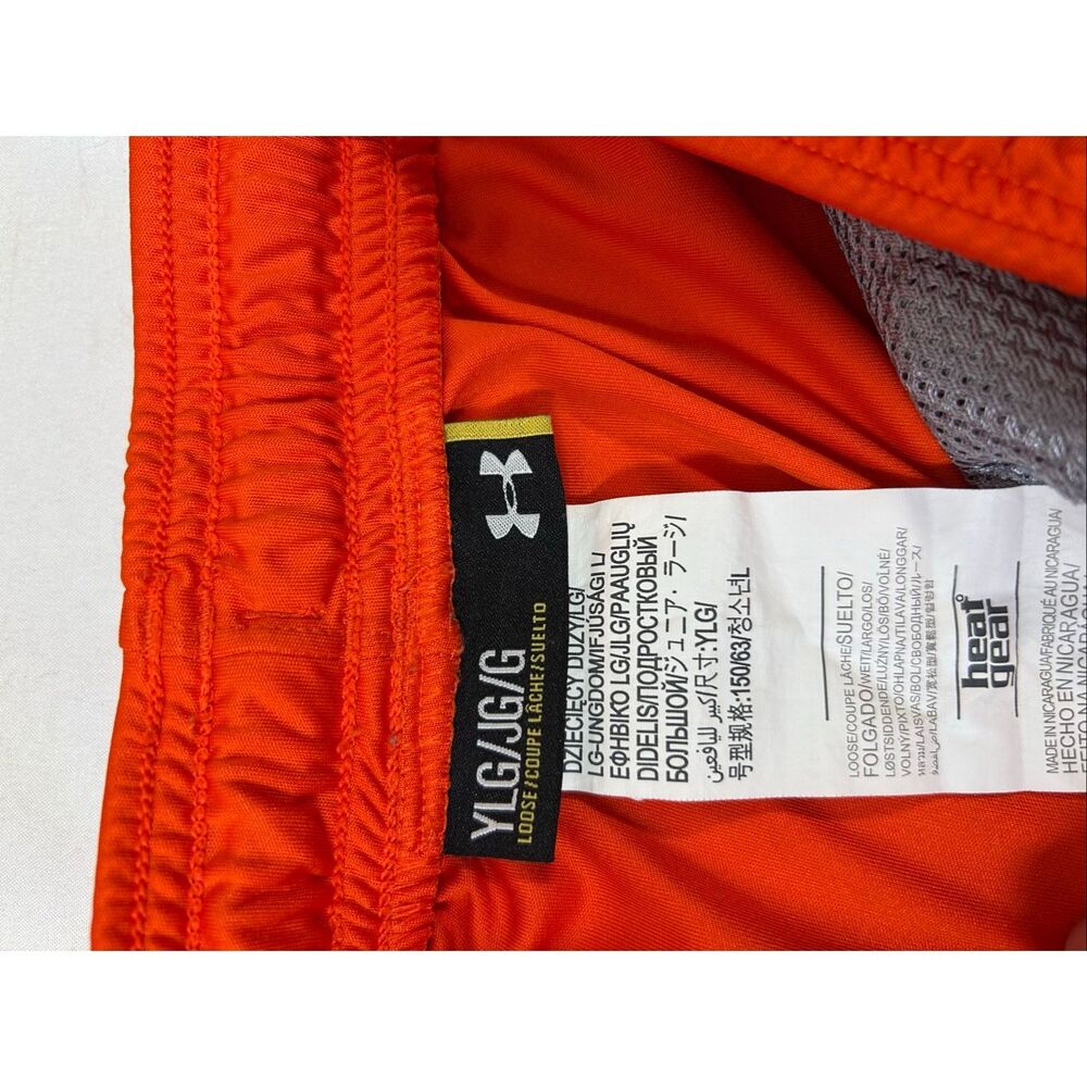 Under Armour UA orange/gray shorts large Youth BAsketball Gym‎ Shorts - Picture 2 of 6